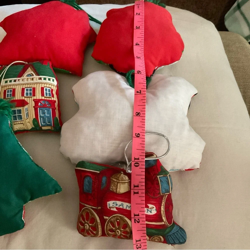 vintage stuffed handmade sewn christmas ornaments set of 6